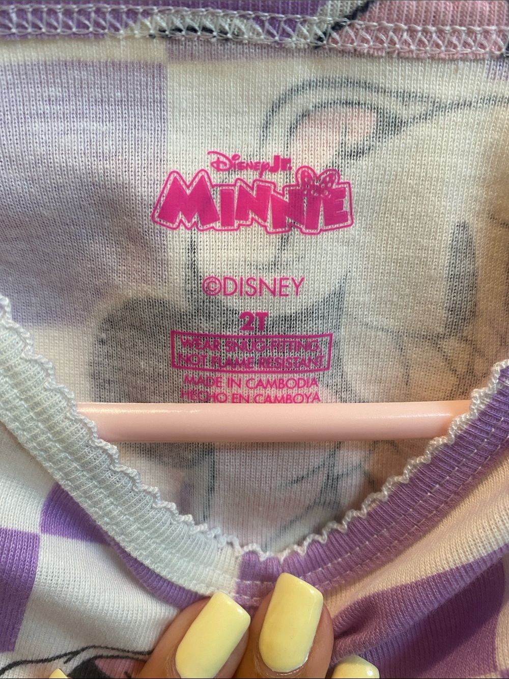 ♥️SOLD♥️ Disney Purple and White Checker Minnie Mouse Long Sleeve Top - Picture 3 of 5